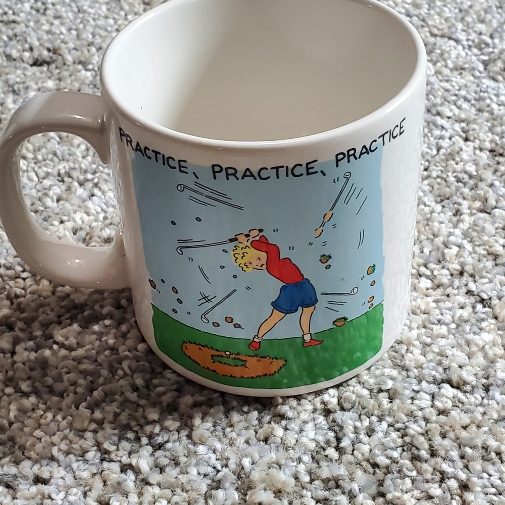 Golf Cartoon Mug with Practice Design